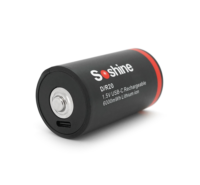 Акумулятор Soshine D-1.5-6000USB, D / LR20, Li-Ion 1.5V, USB-C, 6000mWh, 1.8A