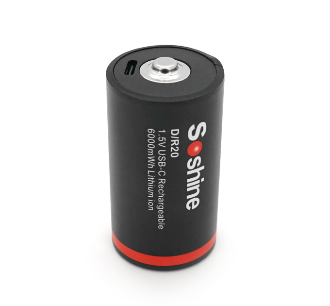 Акумулятор Soshine D-1.5-6000USB, D / LR20, Li-Ion 1.5V, USB-C, 6000mWh, 1.8A