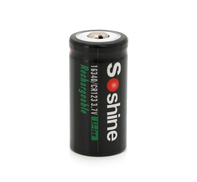 Акумулятор Soshine 16340 / CR123 Li-Ion, 700mAh, 1A, 4.2 / 3.7 / 2.5V, Button Top, Black