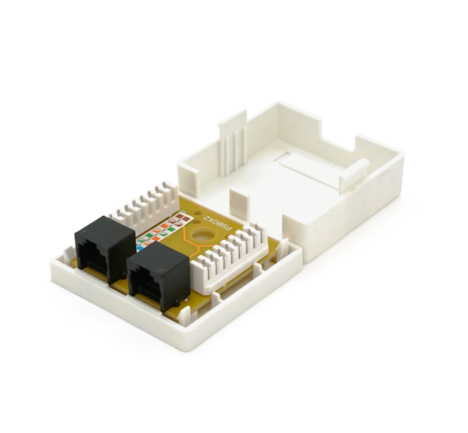Розетка RITAR UTP 8P8C RJ45 2 порт Cat-6, накладна біла Q400