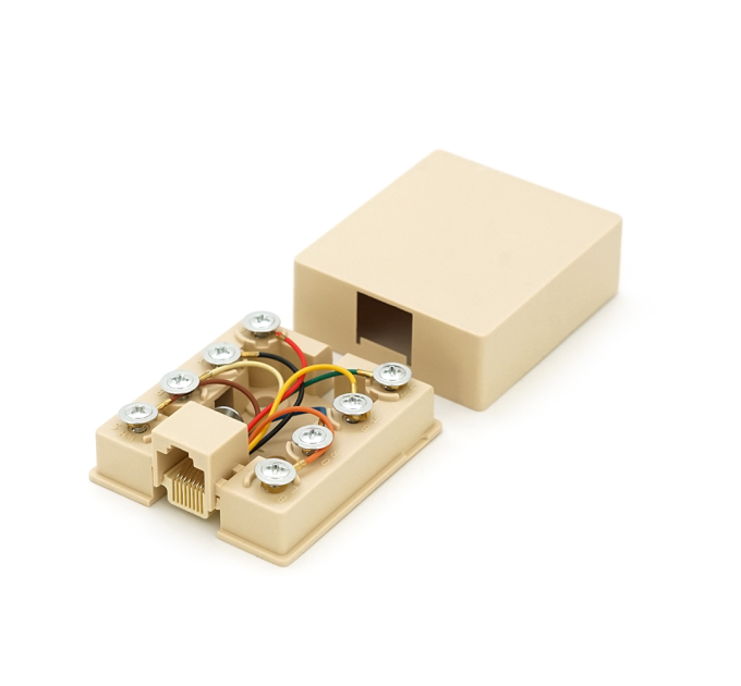 Розетка Ritar UTP 8P8C RJ45 1 порт Cat-3, бежева накладна на липучці