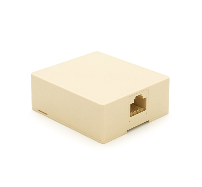 Розетка Ritar UTP 8P8C RJ45 1 порт Cat-3, бежева накладна на липучці