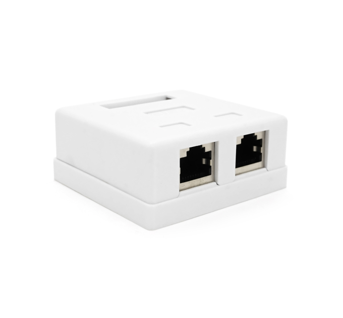 Розетка RITAR FTP 8P8C RJ45 2 порт Cat-5, накладна біла Q500