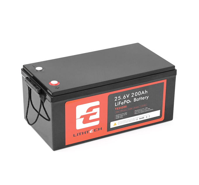 LITHTECH TE24200B + Bluetooth LiFePO4 25,6V 200Ah, 5.12kWh, BMS200A@4S, 6000 cycles