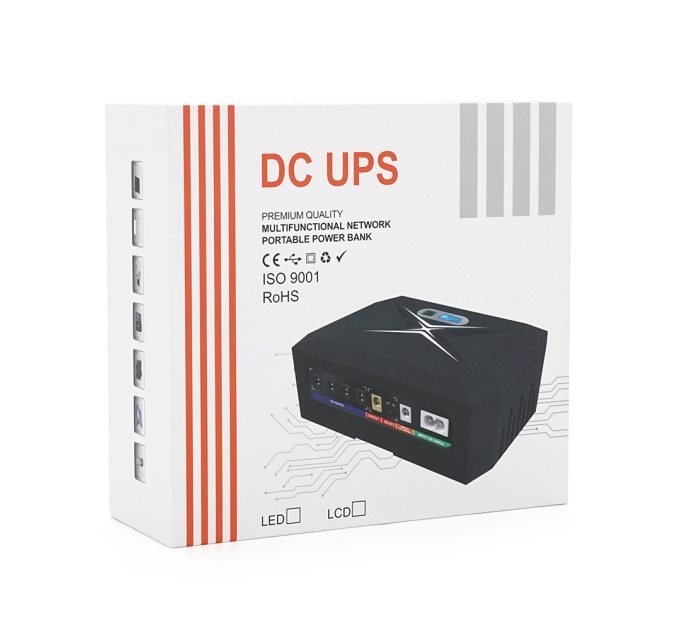 ДБЖ UPS-60W DCP-60W-20 для роутерів / комутаторів / PON / POE-430(15-24V), 5 / 9 / 12V, 20800мAh(8*2600MAh), USB 3.0, Black, BOX