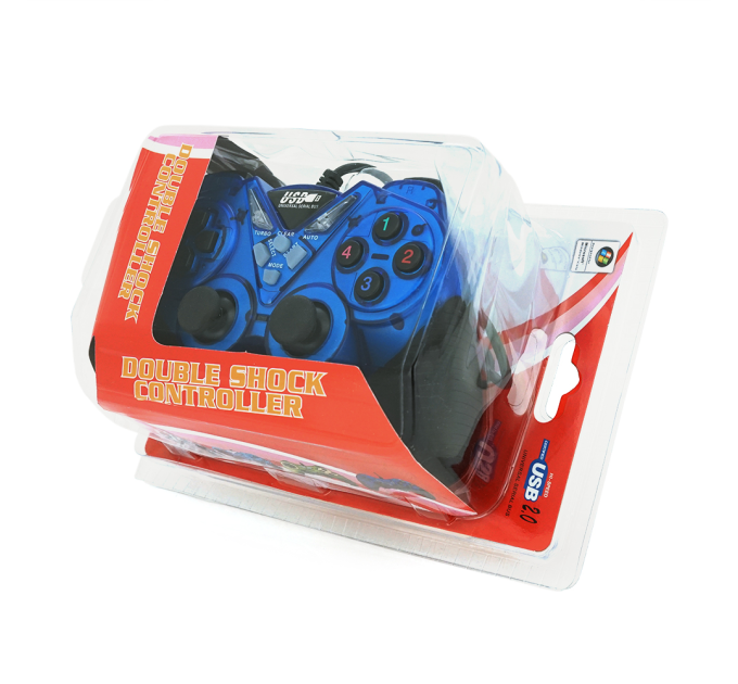 Геймпад проводной для ПК USB-908 USB 2.0 Double Shock (Blue), Blister