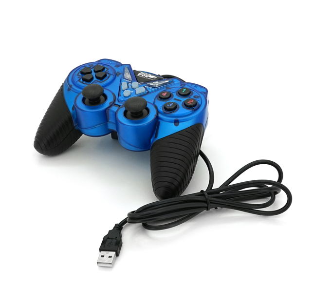 Геймпад проводной для ПК USB-908 USB 2.0 Double Shock (Blue), Blister
