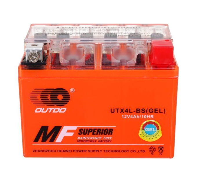 Мотоакумулятор OUTDO (Maxion) UTX4L-BS GEL, 12V 4 Ah (113 х 70 х 85), Orange, Q10