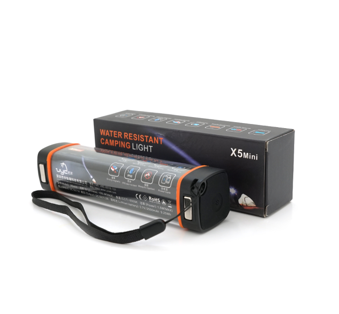 Лампа для кемпінгу Uyled UY-X5mini, 4+1 режим, магніт, корпус-пластик, водостійкий, IP65, вбудований акумулятор 2500mAh, USB кабель, 6000K, BOX