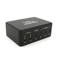 Зарядна станція V-118H потужністю 140W, Output: 2USB+4Type-C, DC: 5V / 3, 9V / 3A, 12V / 3A, 20V / 5A, Black