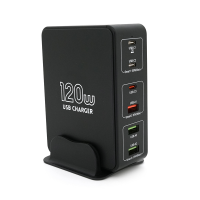 Зарядна станція V-818H потужністю 120W, Output: 3USB+3Type-C, DC: 5V / 3, 9V / 3A, 12V / 3A, 20V / 3.25A, Black
