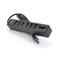 Хаб-кардрідер універсальний VEGGIEG V-C306, USB2.0 8in1 card reader (SD+TF+6*USB), Black,Blister-Box Хаб-кардрідер універсальний VEGGIEG V-C306, USB2.0 8in1 card reader (SD+TF+6*USB), Black,Blister-Box