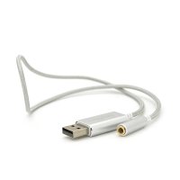Перехідник для навушників VegGieg V-K202 USB2.0(M)-Jack3.5(F), Silver, Box