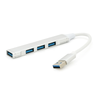 Хаб VEGGIEG V-K301 USB 3.0 на USB 3.0 / 4 порти, 480Mbts, живлення від USB, 0.15m, Silver, Box