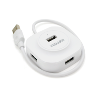 Хаб VEGGIEG V-U2407 USB 2.0 4 порта, 480Mbts, живлення від USB, White, 0,3m, Box