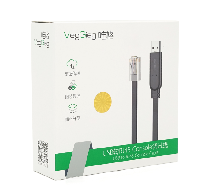 Кабель VEGGIEG V-U403, USB / RJ45, FTDI-TF 232 Chipset, консольний, Black, довжина 1.5м, Box