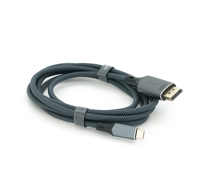 Кабель VEGGIEG V-Z637 Type-C (папа) / Display Port(папа), 8K, 2м, Black-gray