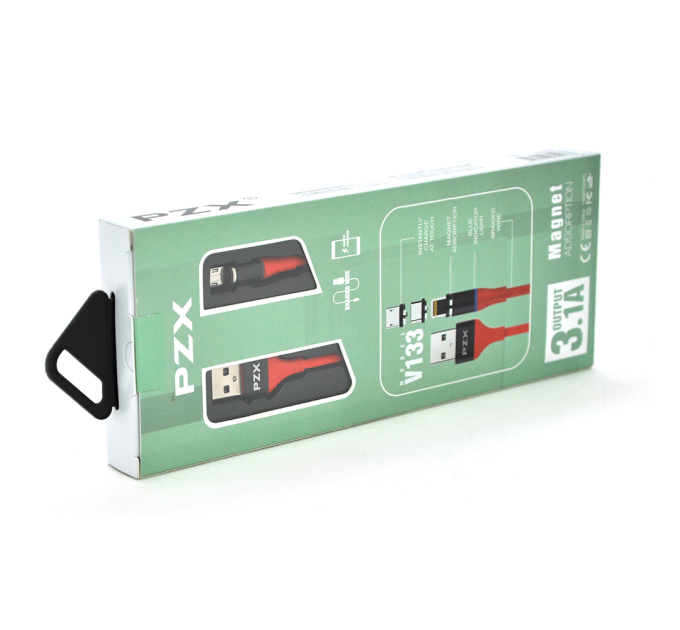 Кабель магнітний PZX V133, Micro-USB, 3.1A, Red, довжина 1м, BOX