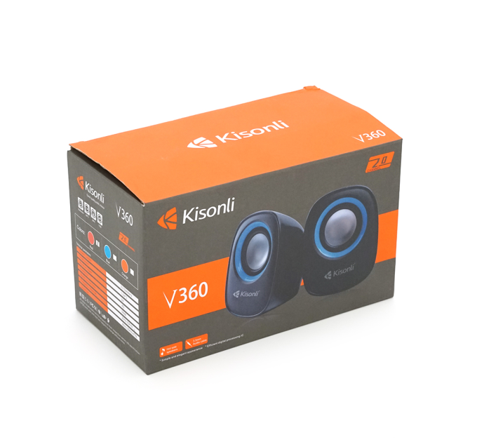 Колонки 2.0 Kisonli V360 для ПК і ноутбука, USB + 3.5mm, 2x1.5W, 20Hz- 20KHz, Red, BOX, Q50