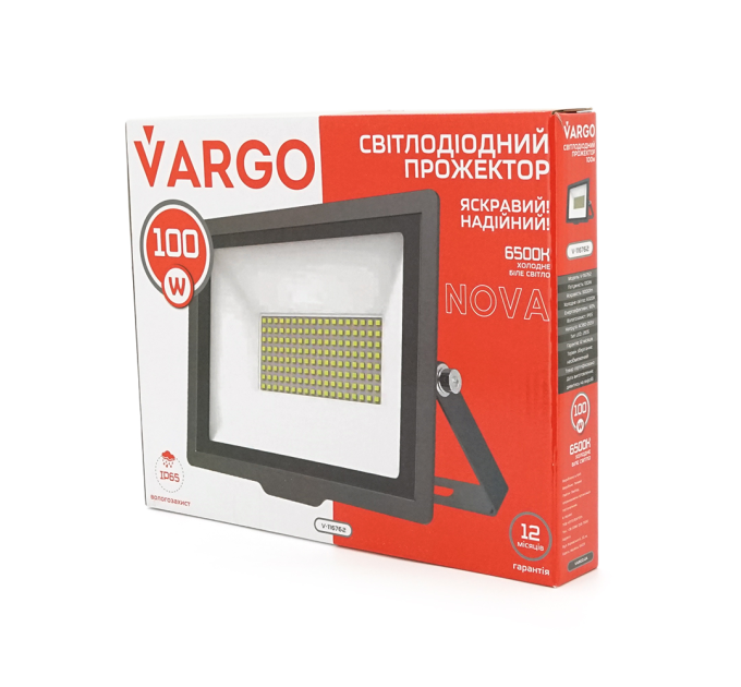 Прожектор VG-100, 100W, IP65, 9000Lm, 6500K, 215*240*30mm, Q20