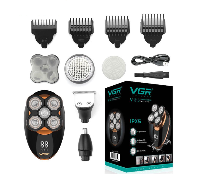 Електробритва VGR V-316, 5 насадок, LED display, Box