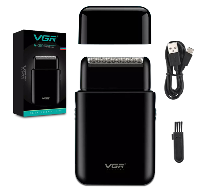 Електробритва VGR V-390 BLACK, шейвер, висувний триммер, Box