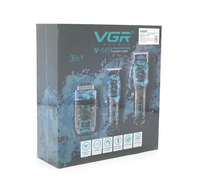 Комплект VGR 3 в 1 V-645, тример + шейвер+стрижка, Box