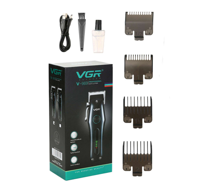 Акумуляторна машинка для стрижки VGR V-969, 4 насадки, Box