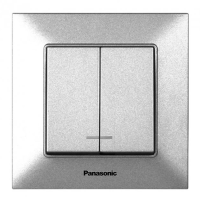 Вимикач Panasonic Arkedia Slim двоклавішний, срібний Вимикач Panasonic Arkedia Slim двоклавішний, срібний