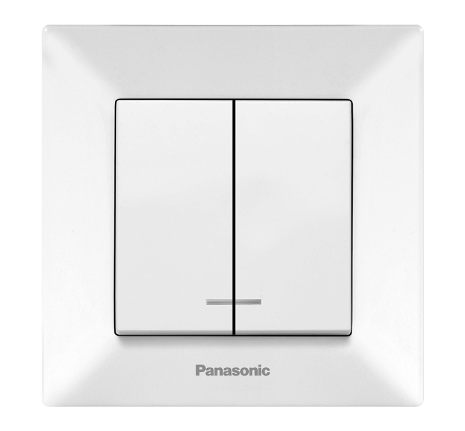 Вимикач Panasonic Arkedia Slim двоклавішний з підсвіткою, білий