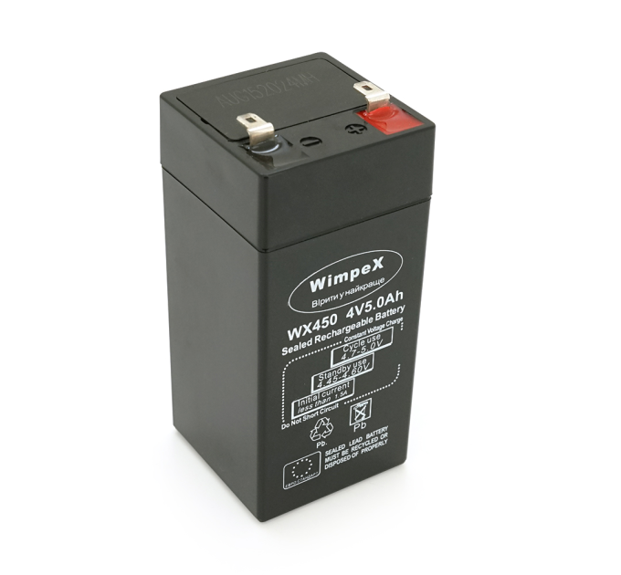 Акумуляторна батарея Wimpex WX450 4 V 5 Ah (47 x 47 x 100 (105))0.440 kg Q30