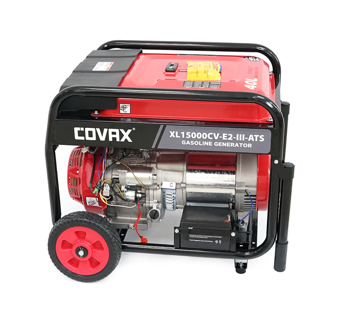 Генератор бензиновий COVAX XL15000CV-E2-lll-ATS, 8.0kW, 220V-380V, 50Hz, DC12V, 18HP, Electric Starter, tank 25L, 705x560x570mm