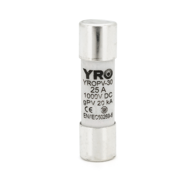 Плавкий запобіжник YROPV-30, 25A, 1000Vdc, 10×38mm, постійна напруга, 10 штук в упаковці, ціна за 1 штуку