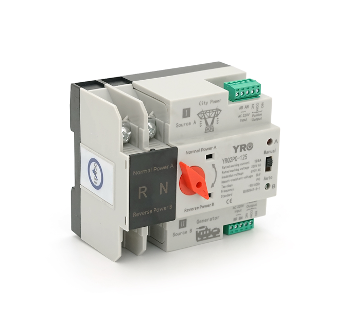 Автомат введення резерву (АВР) двополюсний YRQ2PC-125, 220V / 125A на DIN-рейку для генераторів