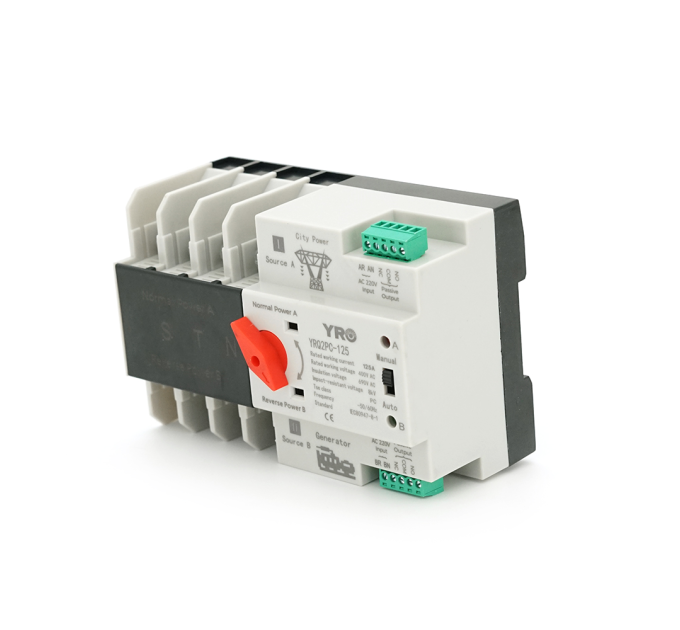 Автомат введення резерву (АВР) чотириполюсний YRQ2PC-125, 400V / 125A на DIN-рейку для генераторів