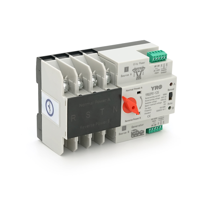 Автомат введення резерву (АВР) чотириполюсний YRQ2PC-125, 400V / 125A на DIN-рейку для генераторів