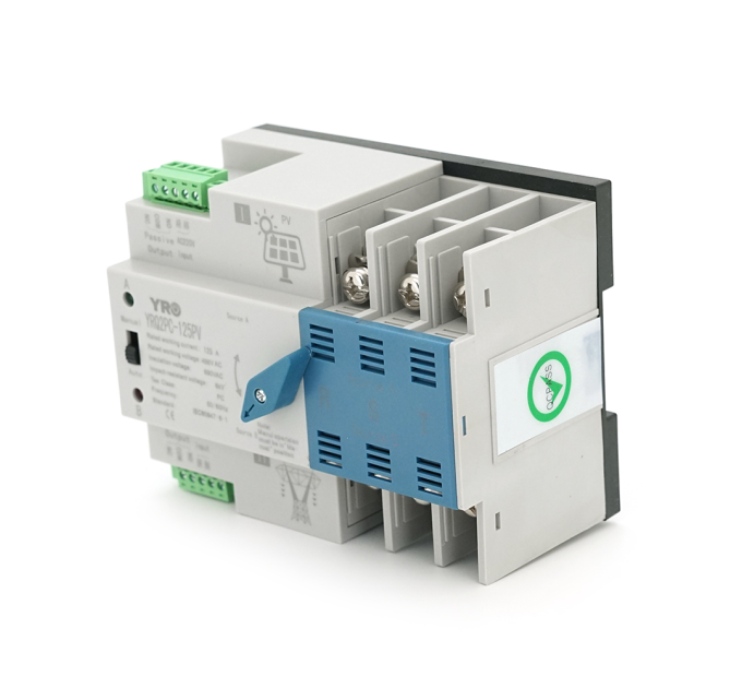 Автомат введення резерву (АВР) триполюсний YRQ2PC-125PV, 400V / 125A на DIN-рейку для інверторів