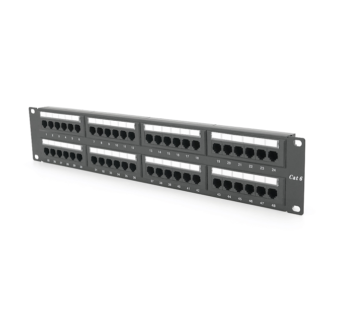Патч-панель 48 порту UTP DUAL кат 6Е 19" 2U не екранована чорна Q20