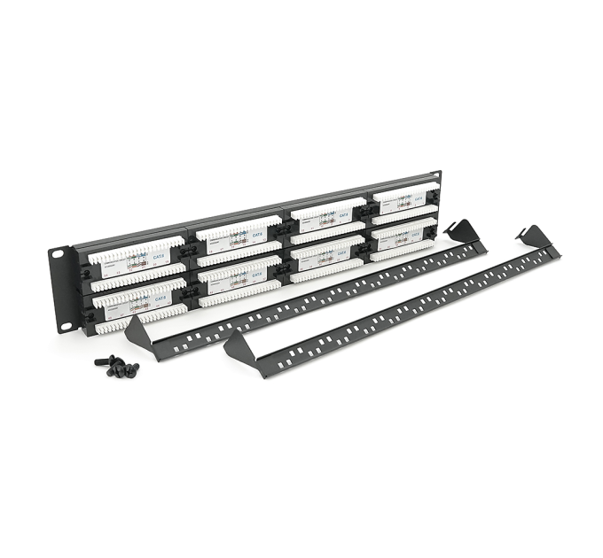 Патч-панель 48 порту UTP DUAL кат 6Е 19" 2U не екранована чорна Q20