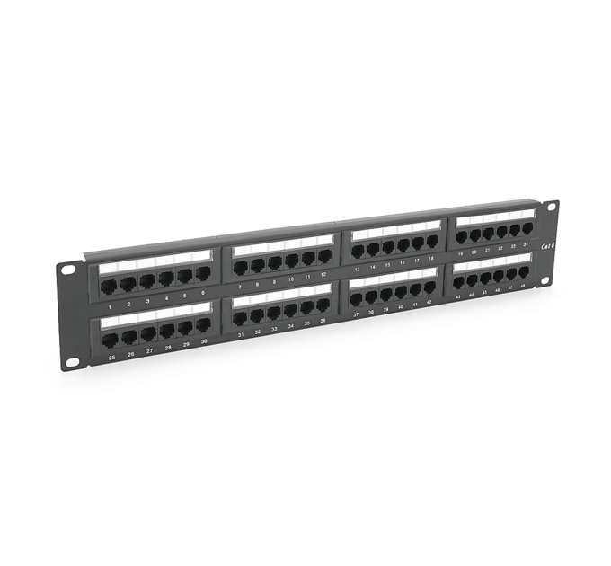 Патч-панель 48 порту UTP DUAL кат 6Е 19" 2U не екранована чорна Q20