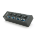 Хаб USB 3.0, 4 порти, з перемикачами, підтримка до 1TB, Пакет