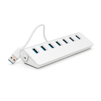 Хаб USB 3.0 алюмінієвий, 7 портів, 20 см, заряд до 900mAh, підтримка до 2TB, Blister