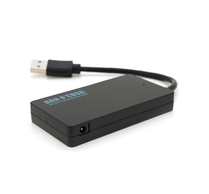 Хаб USB 3.0, 4 порти, плоский, чорний, підтримка до 2TB, кабель 0,14 м, Blister