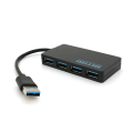 Хаб USB 3.0, 4 порти, плоский, чорний, підтримка до 2TB, кабель 0,14 м, Blister