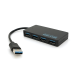 Хаб USB 3.0, 4 порти, плоский, чорний, підтримка до 2TB, кабель 0,14 м, Blister