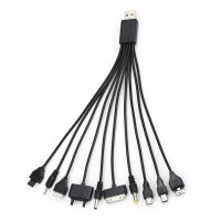 USB кабель із перехідниками 10 в 1, 0,2м, Black, ОЕМ Q500