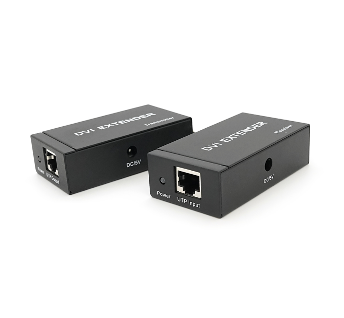 Активний подовжувач DVI 60m по кручений парі через RJ-45, Black, BOX
