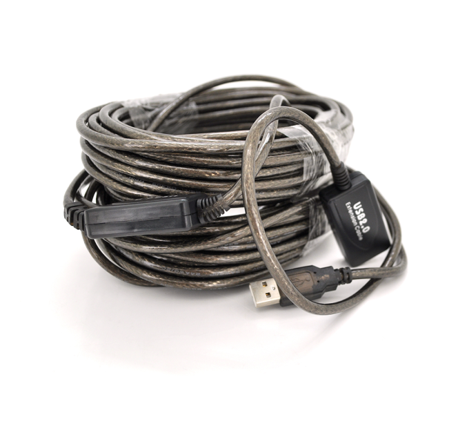 Активний подовжувач USB 2.0 AM / AF, 20m, прозорий з чіпом Q50