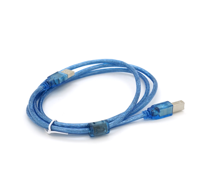 Кабель USB 2.0 AM / BM, 1.5m, 2 ферита, прозорий