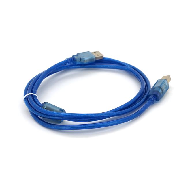 Кабель USB 2.0 RITAR AM / BM, 1.5m, 1 ферит, прозорий синій Q250